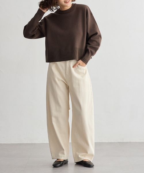 for/c（フォーシー）の「[新色追加]スウェットライクショート丈ニットプルオーバー【サスティナブル】（ニット/セーター・レディース・グレー/ネイビー/ライトベージュ/ブラック/オフホワイト/イエロー/ブラウン/レッド/ピンク・L/M/LL）」の17枚目の写真