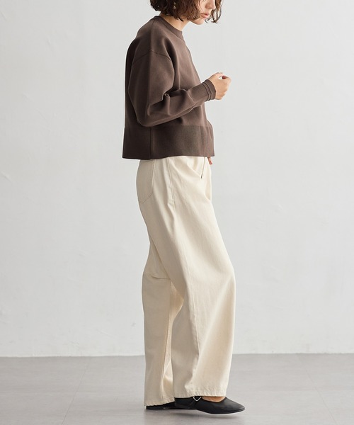 for/c（フォーシー）の「[新色追加]スウェットライクショート丈ニットプルオーバー【サスティナブル】（ニット/セーター・レディース・グレー/ネイビー/ライトベージュ/ブラック/オフホワイト/イエロー/ブラウン/レッド/ピンク・L/M/LL）」の18枚目の写真