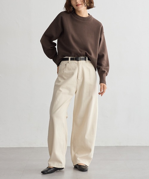 for/c（フォーシー）の「[新色追加]スウェットライクショート丈ニットプルオーバー【サスティナブル】（ニット/セーター・レディース・グレー/ネイビー/ライトベージュ/ブラック/オフホワイト/イエロー/ブラウン/レッド/ピンク・L/M/LL）」の20枚目の写真