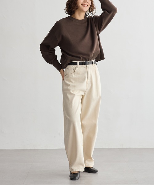 for/c（フォーシー）の「[新色追加]スウェットライクショート丈ニットプルオーバー【サスティナブル】（ニット/セーター・レディース・グレー/ネイビー/ライトベージュ/ブラック/オフホワイト/イエロー/ブラウン/レッド/ピンク・L/M/LL）」の21枚目の写真