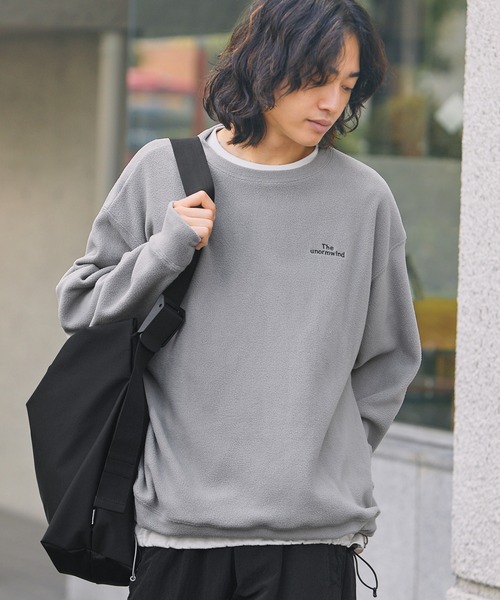 The unormwind(ザアンノームワインド)の「テックフリース胸刺繍ロゴ裾ドローコード長袖スウェット(スウェット・メンズ・グレー/ブラック・S/M/L/XL)」の12枚目の写真