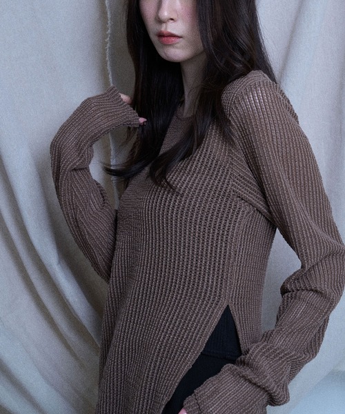 Nora Lily elle(ノラリリーエル)の「【Nora Lily】「elle」Braid Sheer Pullover(Tシャツ/カットソー・レディース・ホワイト/ライトブルー/ブラック/ダークブラウン・FREE)」の17枚目の写真