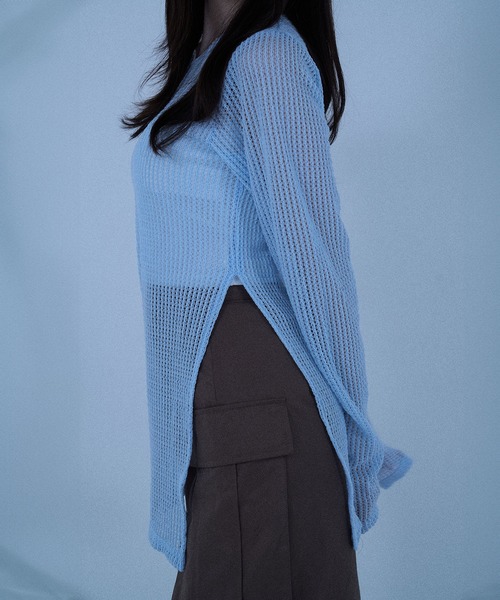 Nora Lily elle(ノラリリーエル)の「【Nora Lily】「elle」Braid Sheer Pullover(Tシャツ/カットソー・レディース・ホワイト/ライトブルー/ブラック/ダークブラウン・FREE)」の9枚目の写真