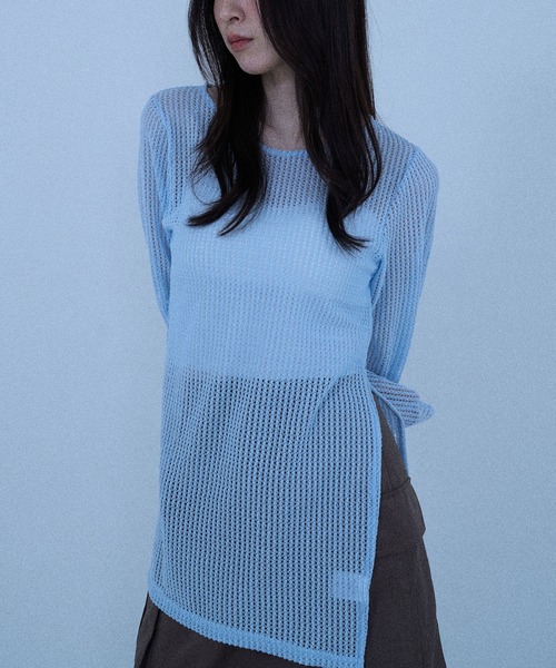 Nora Lily elle(ノラリリーエル)の「【Nora Lily】「elle」Braid Sheer Pullover(Tシャツ/カットソー・レディース・ホワイト/ライトブルー/ブラック/ダークブラウン・FREE)」の10枚目の写真