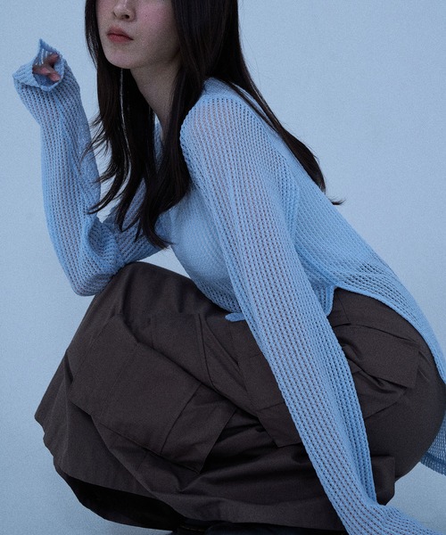 Nora Lily elle(ノラリリーエル)の「【Nora Lily】「elle」Braid Sheer Pullover(Tシャツ/カットソー・レディース・ホワイト/ライトブルー/ブラック/ダークブラウン・FREE)」の11枚目の写真