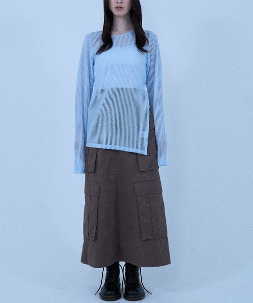 Nora Lily elle(ノラリリーエル)の「【Nora Lily】「elle」Braid Sheer Pullover(Tシャツ/カットソー・レディース・ホワイト/ライトブルー/ブラック/ダークブラウン・FREE)」の8枚目の写真