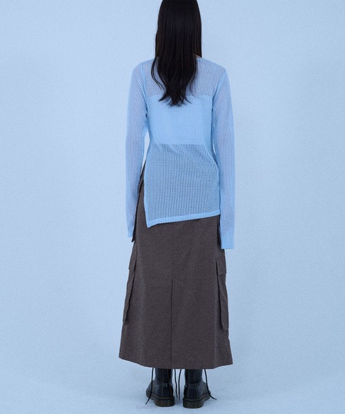 Nora Lily elle(ノラリリーエル)の「【Nora Lily】「elle」Braid Sheer Pullover(Tシャツ/カットソー・レディース・ホワイト/ライトブルー/ブラック/ダークブラウン・FREE)」の7枚目の写真