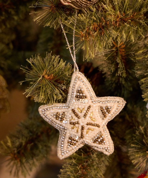 セール】【2024Xmas】ビーズスターオーナメントシルバー（インテリア