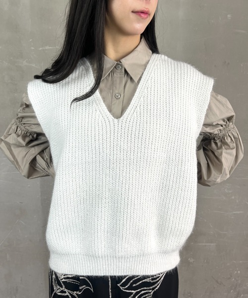 CIAOPANIC TYPY ベスト ジレ ミックスフェザーヤーンクロップド