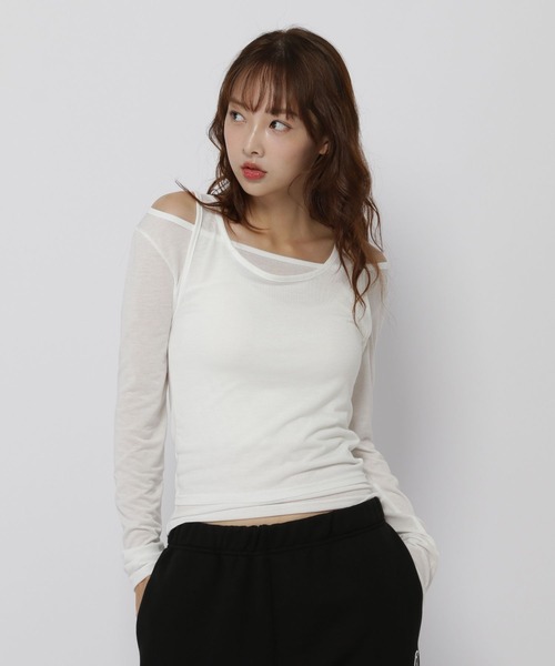 3.3 Field Trip (3.3フィールドトリップ)の「3.3 Field Trip/レイヤードTOPS(Tシャツ/カットソー・レディース・グレー/アイボリー/ブラック・FREE)」の1枚目の写真