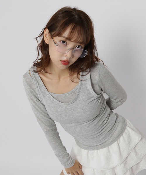 3.3 Field Trip (3.3フィールドトリップ)の「3.3 Field Trip/レイヤードTOPS(Tシャツ/カットソー・レディース・グレー/アイボリー/ブラック・FREE)」の3枚目の写真