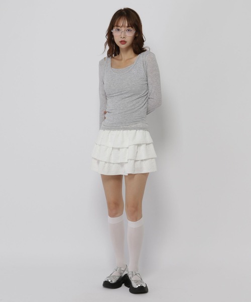 3.3 Field Trip (3.3フィールドトリップ)の「3.3 Field Trip/レイヤードTOPS(Tシャツ/カットソー・レディース・グレー/アイボリー/ブラック・FREE)」の4枚目の写真