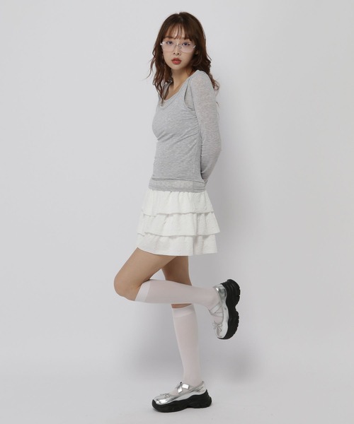 3.3 Field Trip (3.3フィールドトリップ)の「3.3 Field Trip/レイヤードTOPS(Tシャツ/カットソー・レディース・グレー/アイボリー/ブラック・FREE)」の7枚目の写真