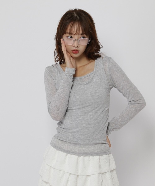 3.3 Field Trip (3.3フィールドトリップ)の「3.3 Field Trip/レイヤードTOPS(Tシャツ/カットソー・レディース・グレー/アイボリー/ブラック・FREE)」の9枚目の写真