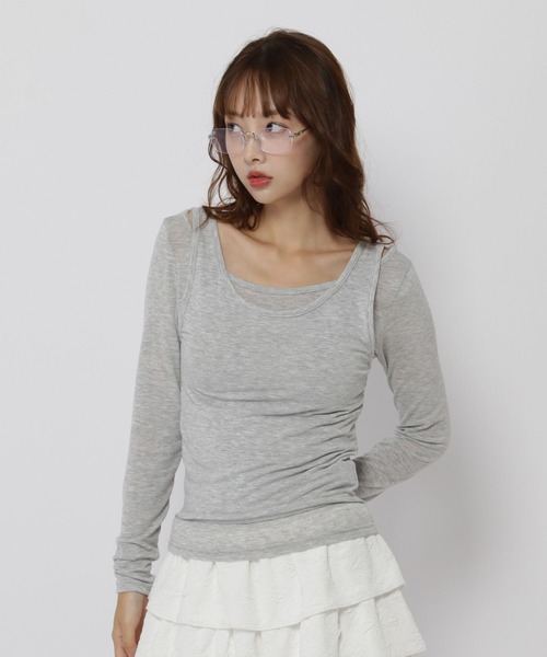 3.3 Field Trip (3.3フィールドトリップ)の「3.3 Field Trip/レイヤードTOPS(Tシャツ/カットソー・レディース・グレー/アイボリー/ブラック・FREE)」の10枚目の写真