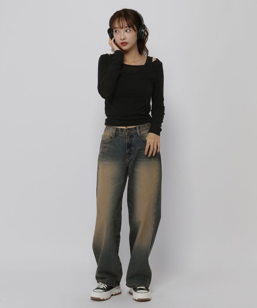 3.3 Field Trip (3.3フィールドトリップ)の「3.3 Field Trip/レイヤードTOPS(Tシャツ/カットソー・レディース・グレー/アイボリー/ブラック・FREE)」の15枚目の写真