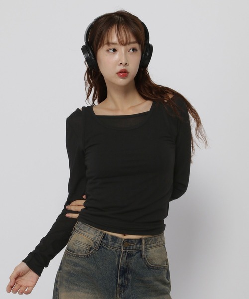 3.3 Field Trip (3.3フィールドトリップ)の「3.3 Field Trip/レイヤードTOPS(Tシャツ/カットソー・レディース・グレー/アイボリー/ブラック・FREE)」の20枚目の写真