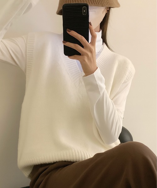 セール】【 ammy. / エイミードット 】 コンパクト Vネック ニット