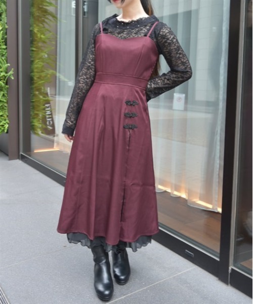 axes femme(アクシーズファム)の「タッセル付チャイナ風ワンピース(ワンピース・レディース・ワイン/ブルーグリーン/ブラック・FREE)」の3枚目の写真