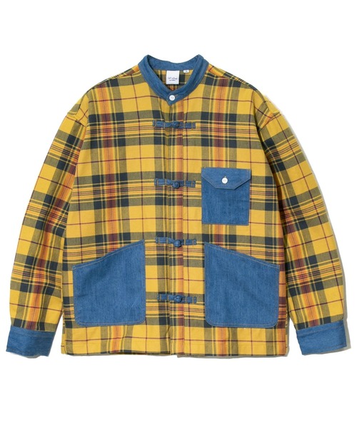 【セール】bel ritmo/ベルリトモ チェック×デニムチャイナシャツ（シャツ/ブラウス）｜go slow caravan（ゴースローキャラバン）