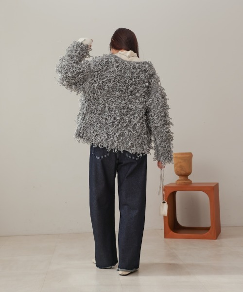 Bab（バブ）の「ループ編みニットカーディガン（カーディガン/ボレロ・レディース・グレー/ベージュ/アイボリー/ピンク・FREE）」の10枚目の写真