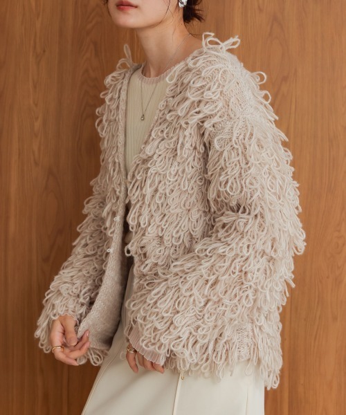 Bab（バブ）の「ループ編みニットカーディガン（カーディガン/ボレロ・レディース・グレー/ベージュ/アイボリー/ピンク・FREE）」の15枚目の写真