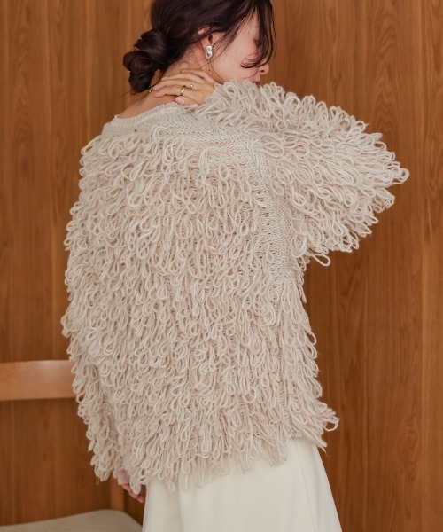 Bab（バブ）の「ループ編みニットカーディガン（カーディガン/ボレロ・レディース・グレー/ベージュ/アイボリー/ピンク・FREE）」の19枚目の写真