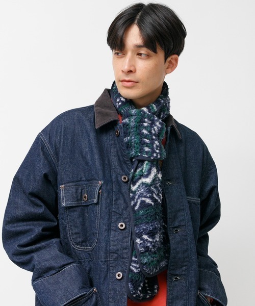 Johnbull（ジョンブル）の「【JOHNBULL】フリースマフラー（マフラー・メンズ・ネイビー/ベージュ/ブルー系その他/ブラック/オフホワイト/レオパード・ONESIZE）」の5枚目の写真