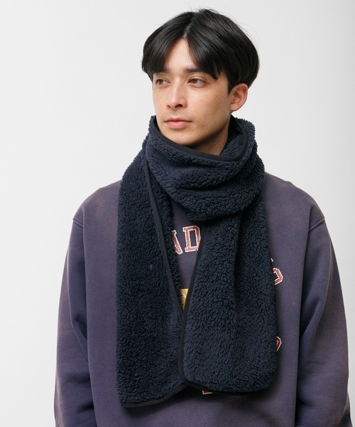 Johnbull（ジョンブル）の「【JOHNBULL】フリースマフラー（マフラー・メンズ・ネイビー/ベージュ/ブルー系その他/ブラック/オフホワイト/レオパード・ONESIZE）」の4枚目の写真