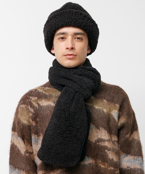 Johnbull（ジョンブル）の「【JOHNBULL】フリースマフラー（マフラー・メンズ・ネイビー/ベージュ/ブルー系その他/ブラック/オフホワイト/レオパード・ONESIZE）」の2枚目の写真