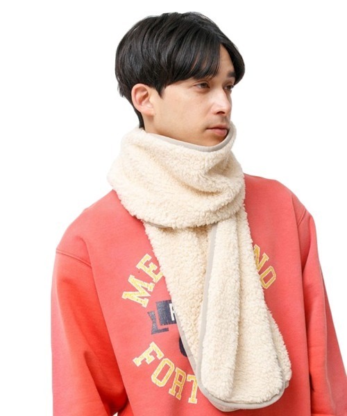 Johnbull（ジョンブル）の「【JOHNBULL】フリースマフラー（マフラー・メンズ・ネイビー/ベージュ/ブルー系その他/ブラック/オフホワイト/レオパード・ONESIZE）」の9枚目の写真