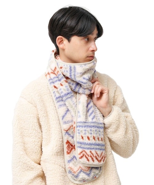 Johnbull（ジョンブル）の「【JOHNBULL】フリースマフラー（マフラー・メンズ・ネイビー/ベージュ/ブルー系その他/ブラック/オフホワイト/レオパード・ONESIZE）」の13枚目の写真