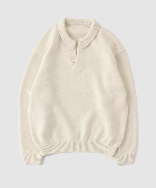 crepuscule(クレプスキュール)の「CREPUSCULE / クレプスキュール M-G Skipper L/S(ニット/セーター・メンズ・ブラック/アイボリー・1/2)」の2枚目の写真