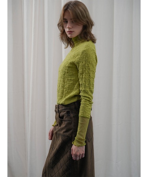:ETHROF(イーサオブ)の「SHEER LAYERED TOPS(Tシャツ/カットソー・レディース・ベージュ系その他3/オフホワイト/ブラック・FREE)」の5枚目の写真