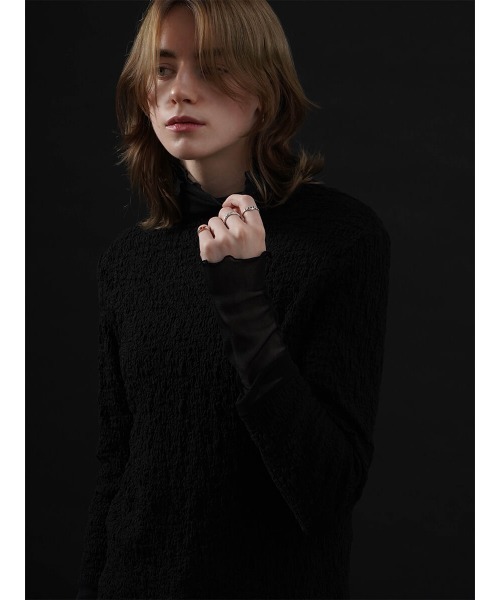 :ETHROF(イーサオブ)の「SHEER LAYERED TOPS(Tシャツ/カットソー・レディース・ベージュ系その他3/オフホワイト/ブラック・FREE)」の11枚目の写真