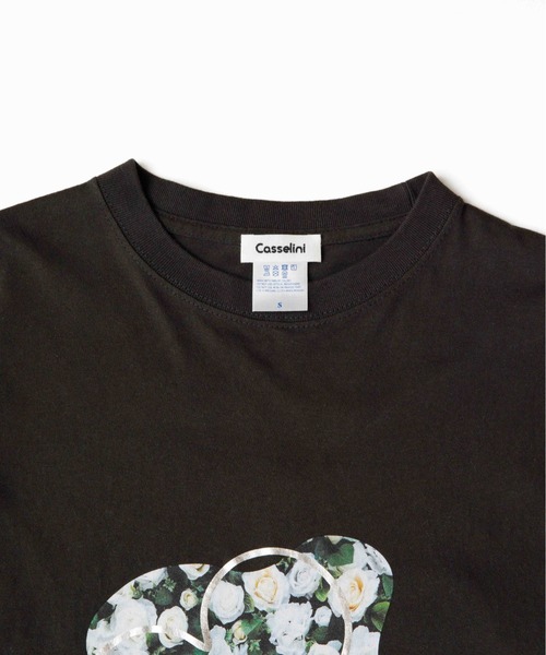 Casselini(キャセリーニ)の「Casselini(キャセリーニ)フラワープリントロンT(Tシャツ/カットソー・レディース・ブラック/ホワイト・FREE)」の5枚目の写真