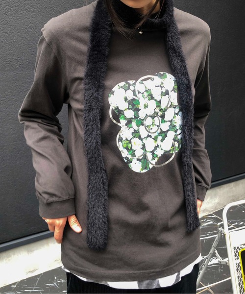 Casselini(キャセリーニ)の「Casselini(キャセリーニ)フラワープリントロンT(Tシャツ/カットソー・レディース・ブラック/ホワイト・FREE)」の12枚目の写真