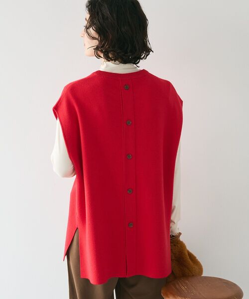 CRAFT STANDARD BOUTIQUE(クラフトスタンダードブティック)の「とてもちクルーネックバックボタンベスト(ベスト・レディース・グレー系その他2/レッド/アイボリー/ブラック・FREE)」の5枚目の写真