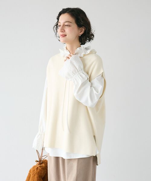 CRAFT STANDARD BOUTIQUE(クラフトスタンダードブティック)の「とてもちクルーネックバックボタンベスト(ベスト・レディース・グレー系その他2/レッド/アイボリー/ブラック・FREE)」の17枚目の写真