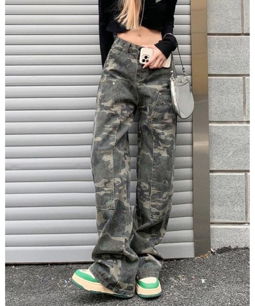 セール】迷彩柄ワイドストレートワークパンツ（その他パンツ