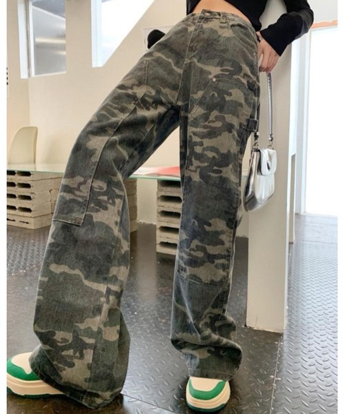 セール】迷彩柄ワイドストレートワークパンツ（その他パンツ