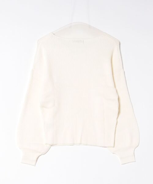 MARBLE WALTS（マーブルワルツ）の「【ストレッチ マシンウォッシャブル】MARBLE WALTS Vネック リブニットプルオーバー（ニット/セーター・レディース・ホワイト/ネイビー・MEDIUM）」の3枚目の写真