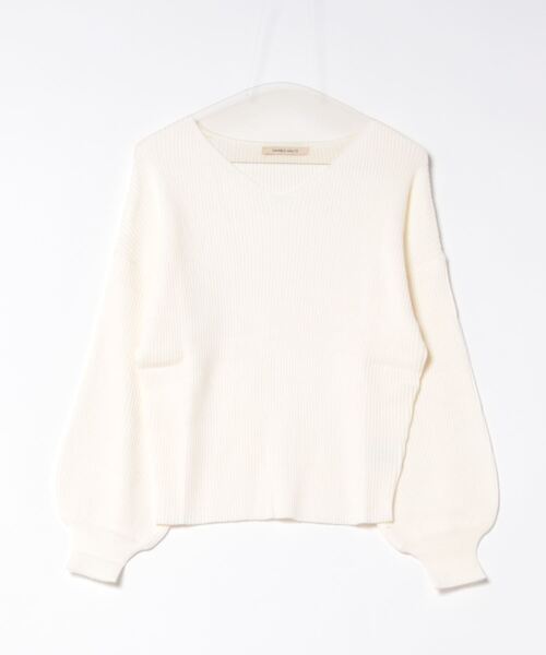 MARBLE WALTS（マーブルワルツ）の「【ストレッチ マシンウォッシャブル】MARBLE WALTS Vネック リブニットプルオーバー（ニット/セーター・レディース・ホワイト/ネイビー・MEDIUM）」の4枚目の写真