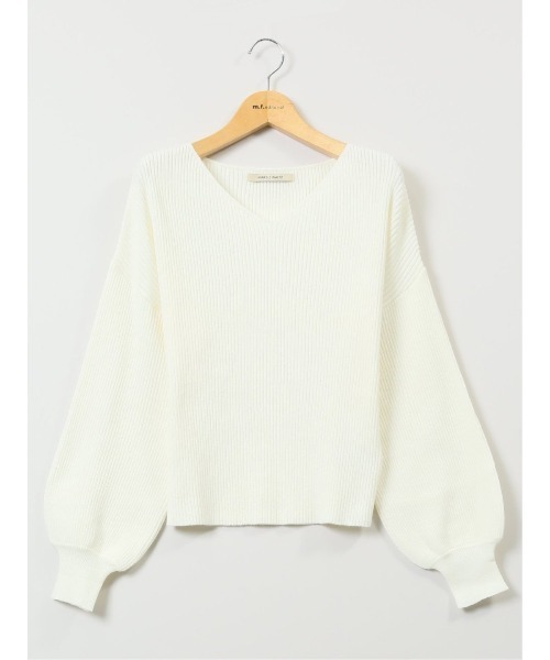 MARBLE WALTS（マーブルワルツ）の「【ストレッチ マシンウォッシャブル】MARBLE WALTS Vネック リブニットプルオーバー（ニット/セーター・レディース・ホワイト/ネイビー・MEDIUM）」の5枚目の写真