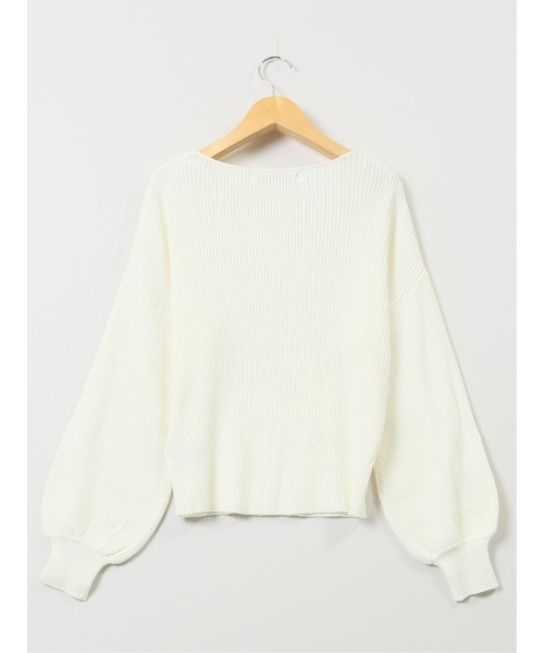 MARBLE WALTS（マーブルワルツ）の「【ストレッチ マシンウォッシャブル】MARBLE WALTS Vネック リブニットプルオーバー（ニット/セーター・レディース・ホワイト/ネイビー・MEDIUM）」の6枚目の写真