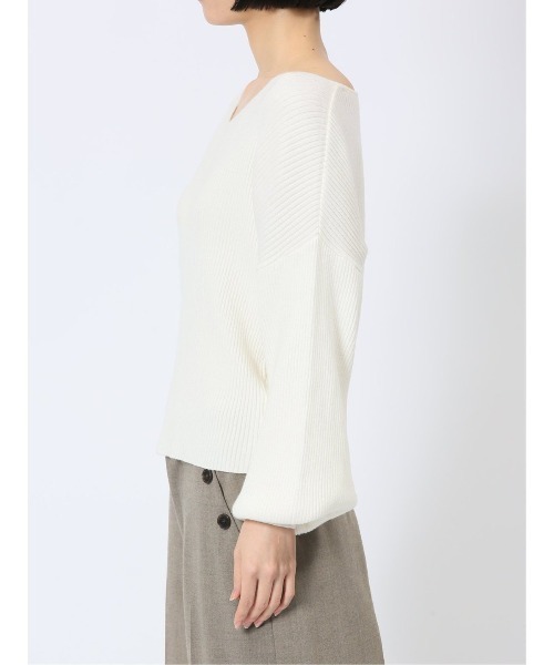 MARBLE WALTS（マーブルワルツ）の「【ストレッチ マシンウォッシャブル】MARBLE WALTS Vネック リブニットプルオーバー（ニット/セーター・レディース・ホワイト/ネイビー・MEDIUM）」の9枚目の写真