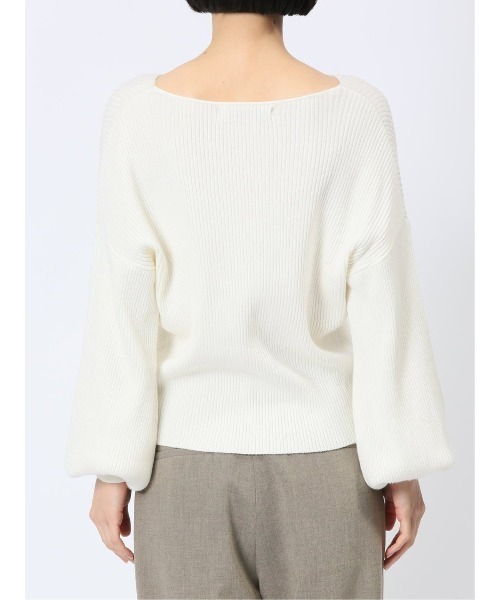 MARBLE WALTS（マーブルワルツ）の「【ストレッチ マシンウォッシャブル】MARBLE WALTS Vネック リブニットプルオーバー（ニット/セーター・レディース・ホワイト/ネイビー・MEDIUM）」の10枚目の写真