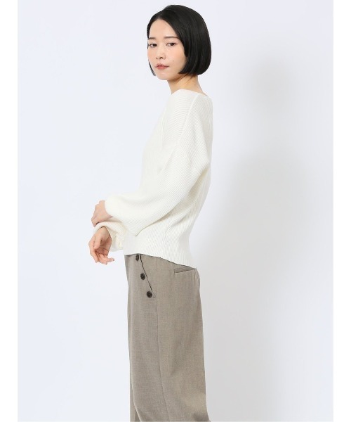 MARBLE WALTS（マーブルワルツ）の「【ストレッチ マシンウォッシャブル】MARBLE WALTS Vネック リブニットプルオーバー（ニット/セーター・レディース・ホワイト/ネイビー・MEDIUM）」の13枚目の写真