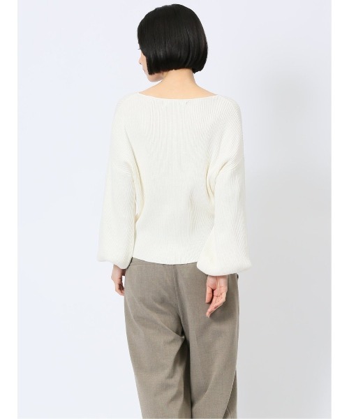 MARBLE WALTS（マーブルワルツ）の「【ストレッチ マシンウォッシャブル】MARBLE WALTS Vネック リブニットプルオーバー（ニット/セーター・レディース・ホワイト/ネイビー・MEDIUM）」の14枚目の写真