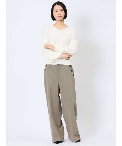 MARBLE WALTS（マーブルワルツ）の「【ストレッチ マシンウォッシャブル】MARBLE WALTS Vネック リブニットプルオーバー（ニット/セーター・レディース・ホワイト/ネイビー・MEDIUM）」の16枚目の写真